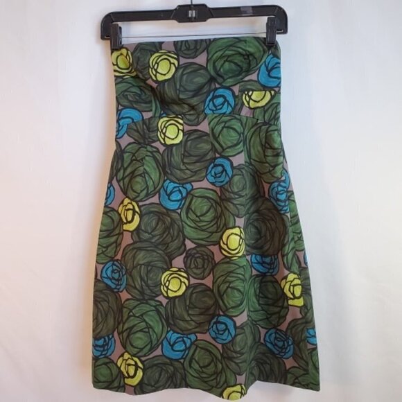 Theory Conie Stretch-Cotton Strapless Floral Dress - Picture 1 of 3